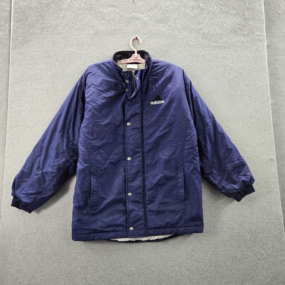 VINTAGE Adidas Men Jacket S Blue Logo Embroidered Activewear Zipper Coat